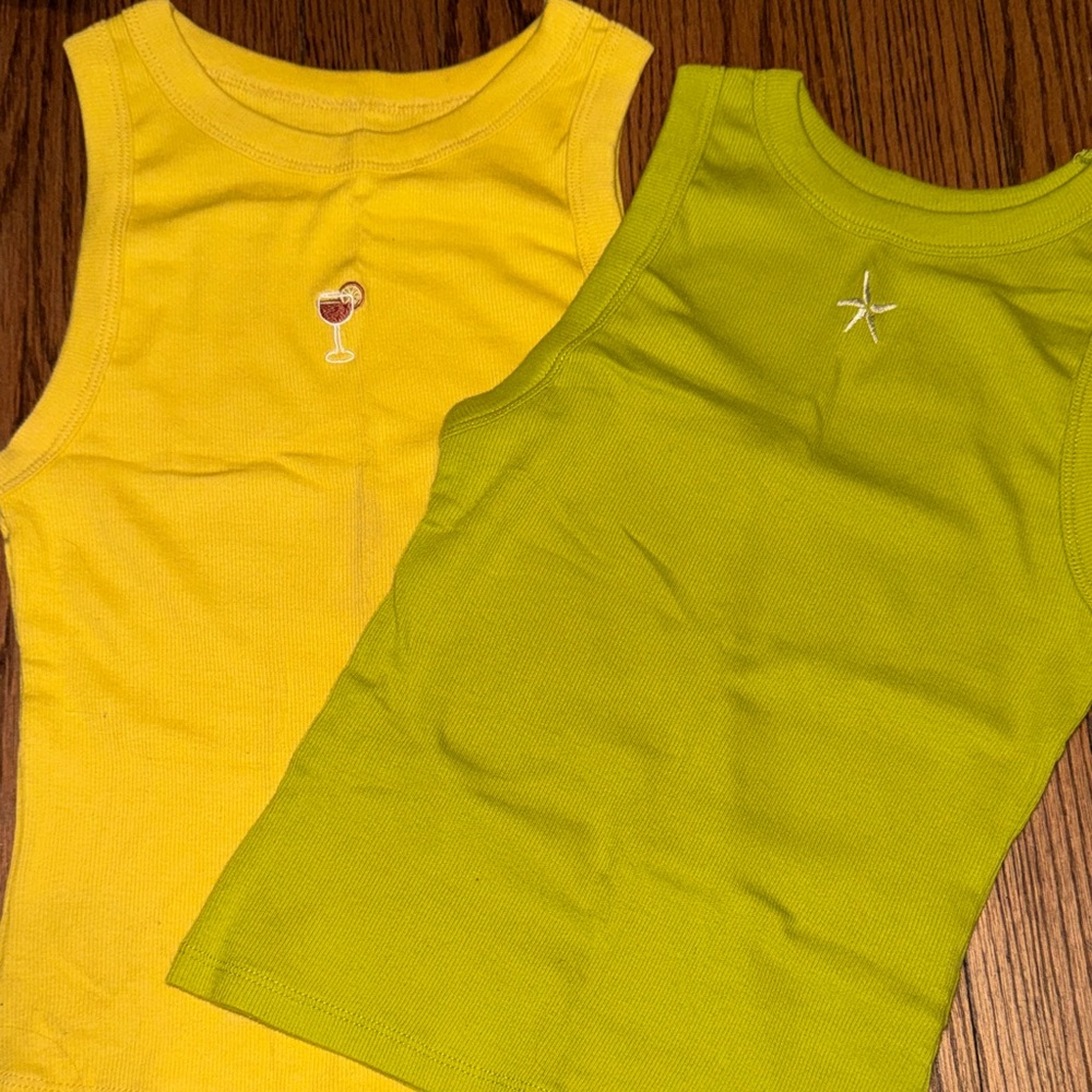 Women’s Sleeveless Ribbed Tank Tops - Yellow & Lime (2-Pack)